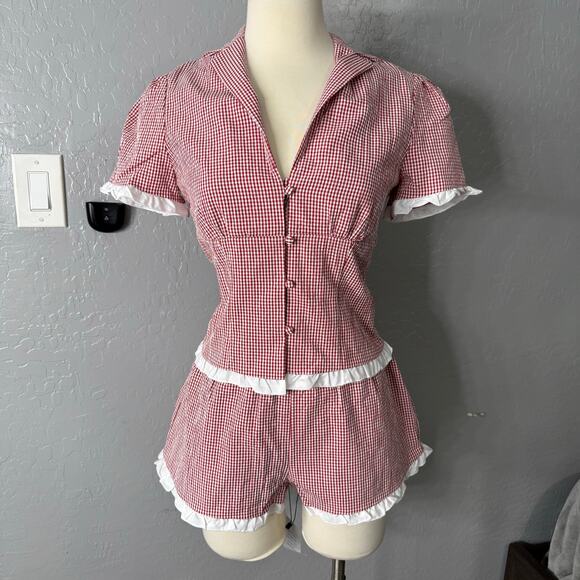 More To Come Kyla Short Set, Red Gingham, XS - Picture 1 of 5